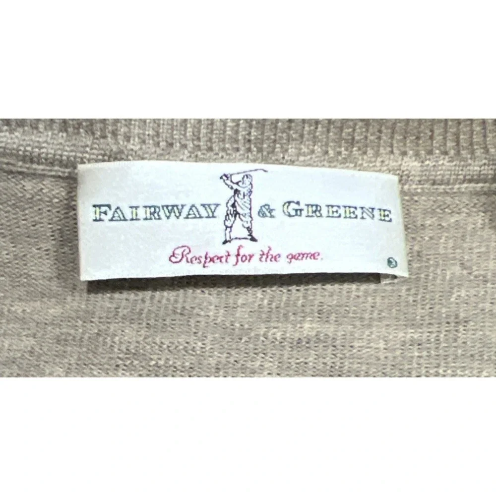 Fairway & Greene V-Neck Sweater Vest Men Brown Merino Wool Robert Trent Jones XL
